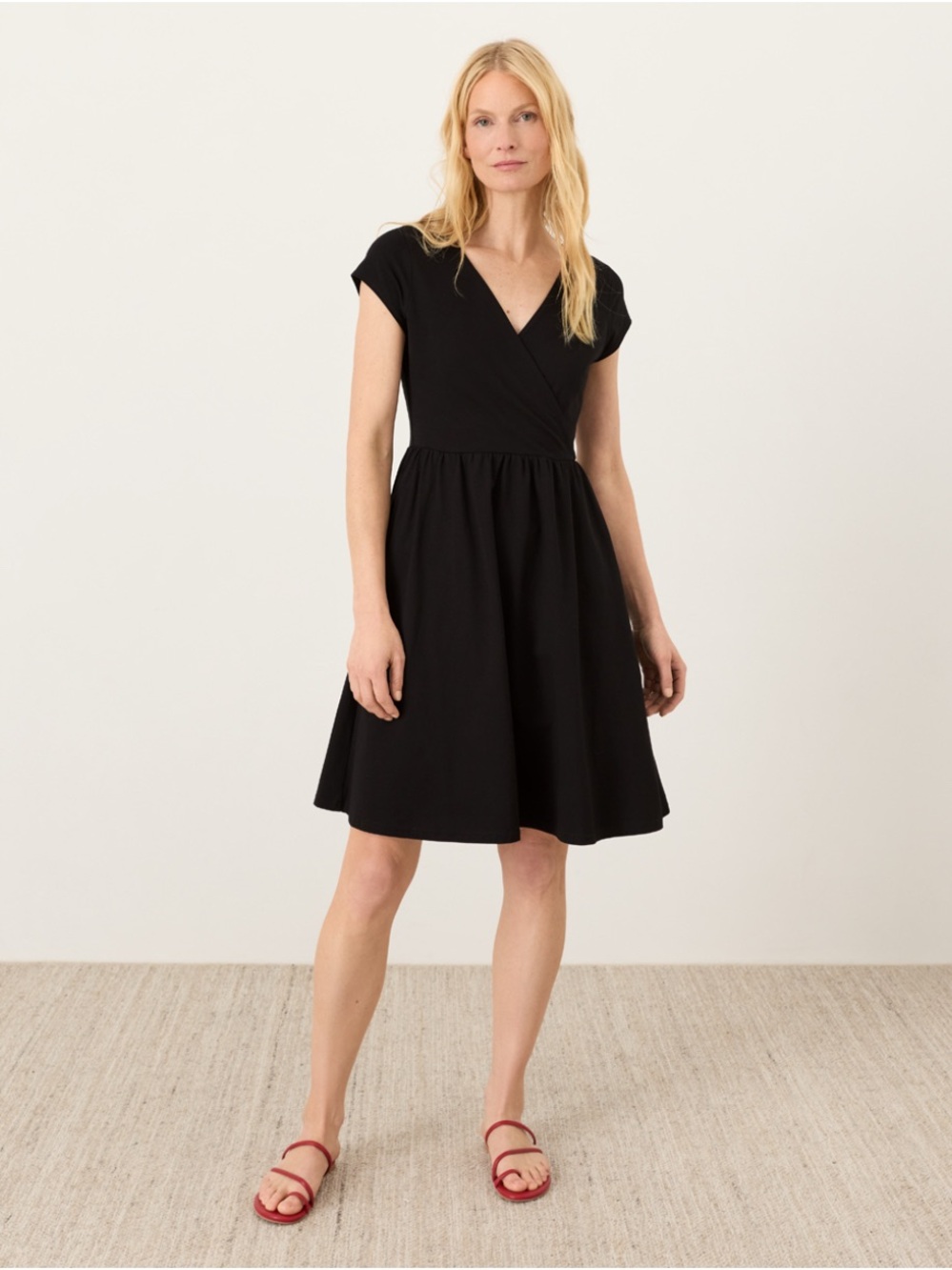 Pact Black Wrap-Front Mini Dress